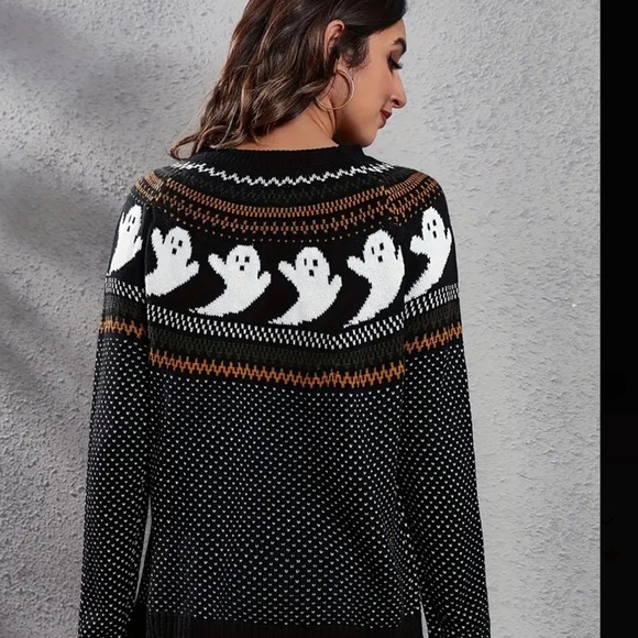 Halloween Sweater Ghostly Fun Retro Crewneck Sweater - Picture 3 of 14